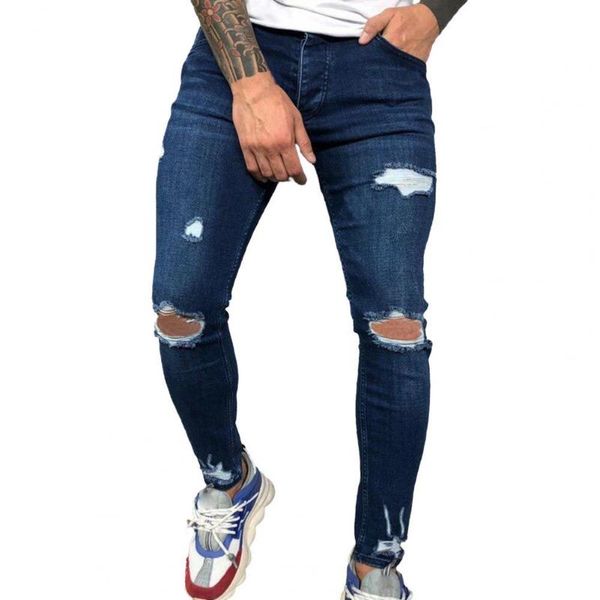 men's jeans knee hole pants slim denim autumn summer spring men trousers for dating wear, Blue
men's jeans knee hole pants slim denim autumn summer spring men trousers for dating wear, Blue