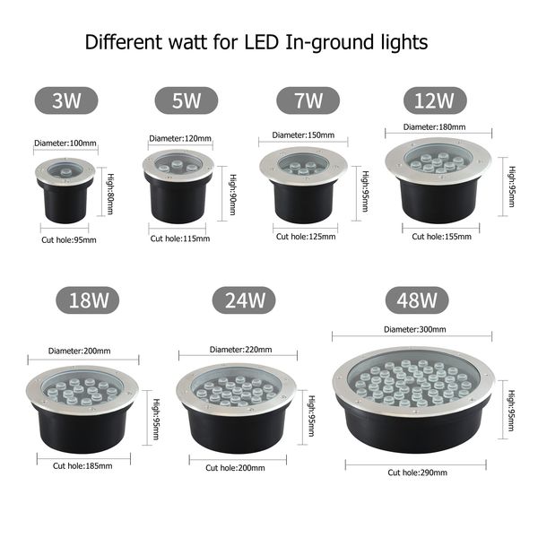 outdoor led underground lamps 3w 5w 7w 12w 18w 24w wateproof ip67 inground light buried ground lighting 110v 220v for garden deck landscape
outdoor led underground lamps 3w 5w 7w 12w 18w 24w wateproof ip67 inground light buried ground lighting 110v 220v for garden deck landscape