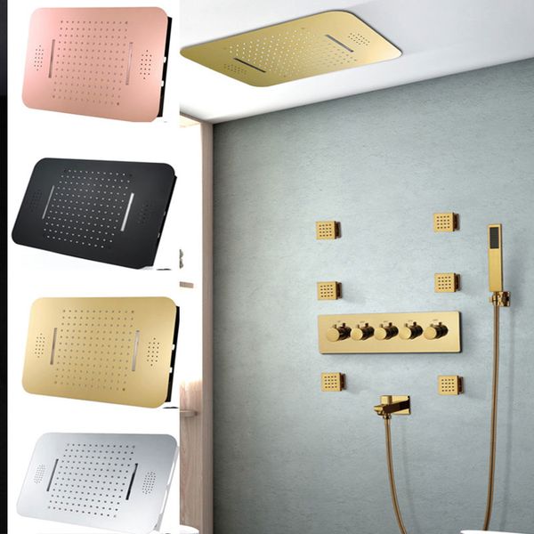 golden bluetooth music led rainfall shower set 580*380mm ceiling mounted rain waterfall big bathroom showerhead faucets with 6 body jets mas
golden bluetooth music led rainfall shower set 580*380mm ceiling mounted rain waterfall big bathroom showerhead faucets with 6 body jets mas