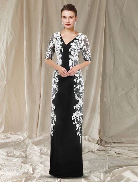 mother of the bride dress elegant v neck floor length chiffon lace half sleeve with appliques long wedding guest, Black;coppery
mother of the bride dress elegant v neck floor length chiffon lace half sleeve with appliques long wedding guest, Black;coppery