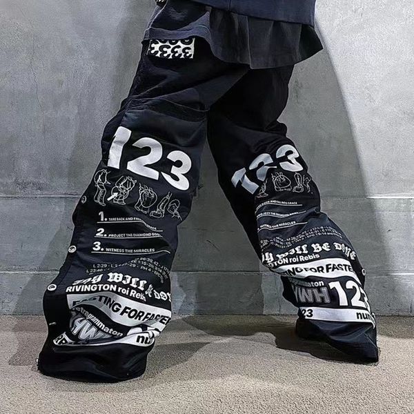 two sides pants men women printed hip hop pant vintage streetwear trousers 23ss, Black
two sides pants men women printed hip hop pant vintage streetwear trousers 23ss, Black