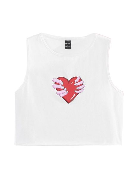x deska heart and hand print tank f978#, White