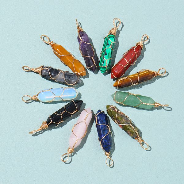 natural stone hexagonal pendant wire wrap tiger's eye opal amethysts pink quartz crystal chakra reiki healing necklace, Silver
natural stone hexagonal pendant wire wrap tiger's eye opal amethysts pink quartz crystal chakra reiki healing necklace, Silver