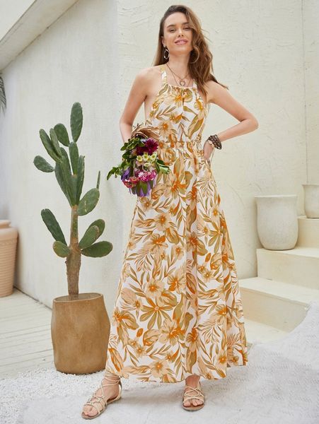 rusttydustty floral print criss cross backless dress d0p3#, Black;gray 
rusttydustty floral print criss cross backless dress d0p3#, Black;gray