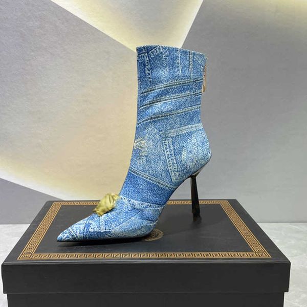 denim stiletto ankle boots ff designer medusa classic buckle 9.5cm high heeled womens shoe back zipper lacquered heel pointed, Black
denim stiletto ankle boots ff designer medusa classic buckle 9.5cm high heeled womens shoe back zipper lacquered heel pointed, Black