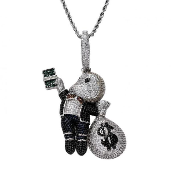 pendant necklaces european and american -selling personality hip-hop hand-grabbing dollar bill bald boy inlaid zircon necklace, Silver
pendant necklaces european and american -selling personality hip-hop hand-grabbing dollar bill bald boy inlaid zircon necklace, Silver