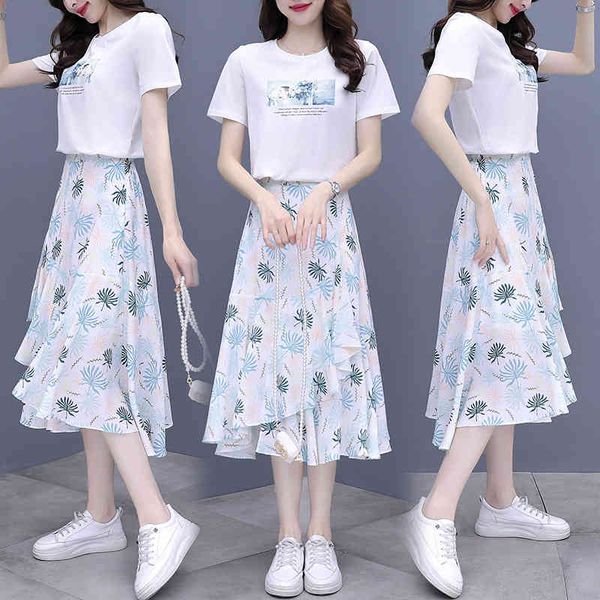 women's two piece pants chiffon skirt set women's summer knitted t printed small fresh half skirt floral two-piece set 4c9r, White
women's two piece pants chiffon skirt set women's summer knitted t printed small fresh half skirt floral two-piece set 4c9r, White