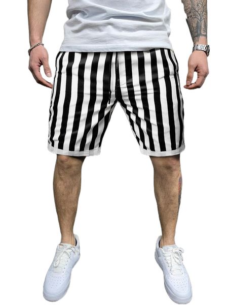 men striped print shorts s9xh#, White;black