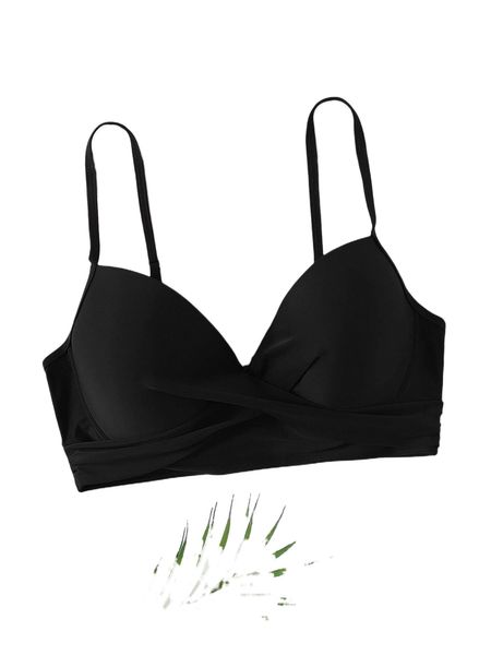 plus wrap cross push up bikini s8ej#, Black