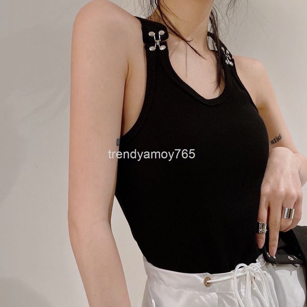 women's t-shirt spring and summer niche design buckle decoration sleeveless vest slim fit single bottomed top, White
women's t-shirt spring and summer niche design buckle decoration sleeveless vest slim fit single bottomed top, White