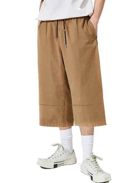 men drawstring waist capris pants q2o7#, Black
men drawstring waist capris pants q2o7#, Black
