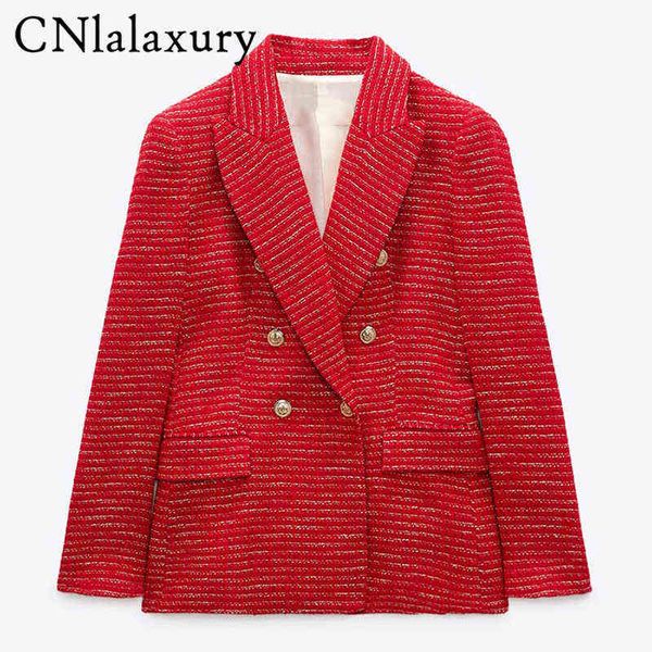 suit cnlalaxury spring elegant red double breasted vintage tweed blazer jacket, White;black
suit cnlalaxury spring elegant red double breasted vintage tweed blazer jacket, White;black