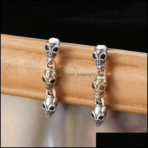 handmade 925 sterling sier skl charm link stud post dangle earring american european punk gothic vintage style designer luxury fine jewelry, Silver
handmade 925 sterling sier skl charm link stud post dangle earring american european punk gothic vintage style designer luxury fine jewelry, Silver