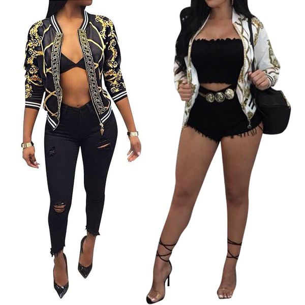 women's jackets printed baseball neck zip cardigan small coat women's wear 003, Black;brown
women's jackets printed baseball neck zip cardigan small coat women's wear 003, Black;brown