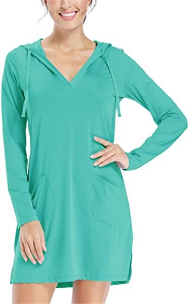 & tees women's blouse beach spf long sleeve shirt-dress sun protection hiking beach, White
& tees women's blouse beach spf long sleeve shirt-dress sun protection hiking beach, White
