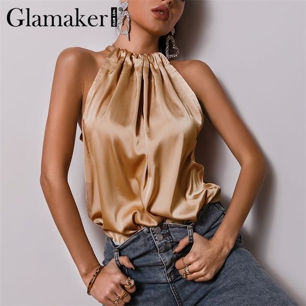 glamaker satin ruffles casual loose sleeveless women elegant office ladies all-match pleated summer 210316, Black;white
glamaker satin ruffles casual loose sleeveless women elegant office ladies all-match pleated summer 210316, Black;white