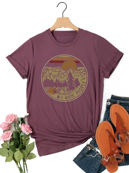 plus slogan & trees print tee s9av#, Black 
plus slogan & trees print tee s9av#, Black