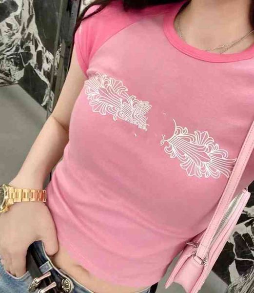 factory online export designer brand short sleeves 22 year summer new ch style love vine print color matching sleeve slim fit t-shirt powder, White
factory online export designer brand short sleeves 22 year summer new ch style love vine print color matching sleeve slim fit t-shirt powder, White