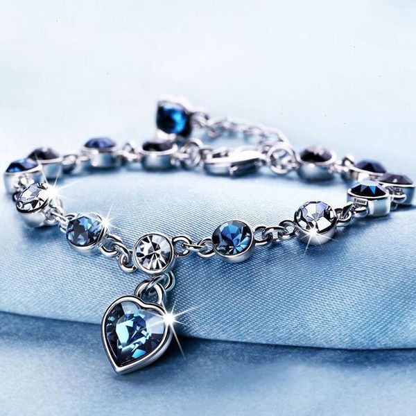 classic ocean heart blue strand crystal bracelet for women alloy fashion simple, Black
classic ocean heart blue strand crystal bracelet for women alloy fashion simple, Black
