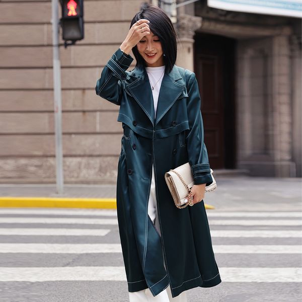 fy012 new stylish and crisp triacetate coat silhouette double breasted medium length trench for women in dark green, Tan;black
fy012 new stylish and crisp triacetate coat silhouette double breasted medium length trench for women in dark green, Tan;black
