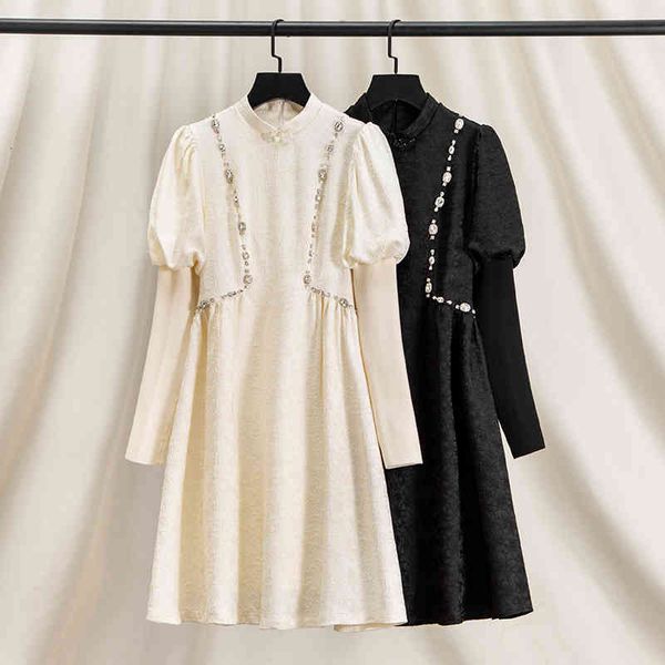 casual dresses early spring french retro hepburn style embossed jacquard bubble sleeve small stand collar a-line dress heavy industry nail b, Black;gray
casual dresses early spring french retro hepburn style embossed jacquard bubble sleeve small stand collar a-line dress heavy industry nail b, Black;gray