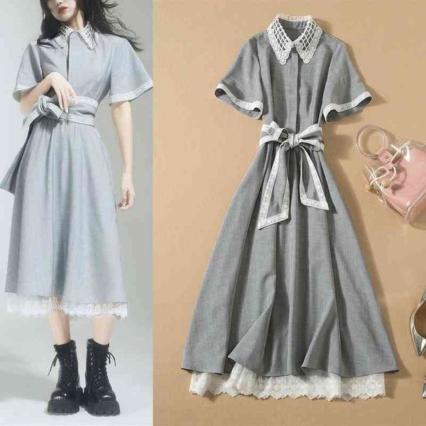 casual dresses nd spring and summer women's dress lace splicing increased waist short sleeve big swing, Black;gray
casual dresses nd spring and summer women's dress lace splicing increased waist short sleeve big swing, Black;gray