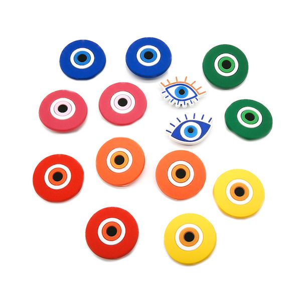 moq 50pcs evil eyes pattern cartoon croc charm 2d soft plastic shoe buckles accessories trend shoe charms decorations fit men women garden s, White;pink 
moq 50pcs evil eyes pattern cartoon croc charm 2d soft plastic shoe buckles accessories trend shoe charms decorations fit men women garden s, White;pink