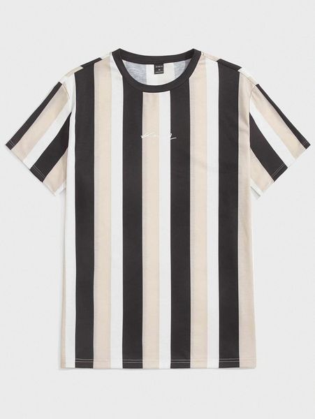 men striped & letter graphic tee t8ug#, White;black 
men striped & letter graphic tee t8ug#, White;black