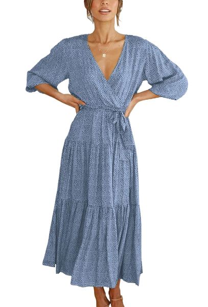 women's summer bohemian floral dress wrap v neck half sleeves casual high waist pleated flowy midi dress with belt s0xp#, Black;gray
women's summer bohemian floral dress wrap v neck half sleeves casual high waist pleated flowy midi dress with belt s0xp#, Black;gray