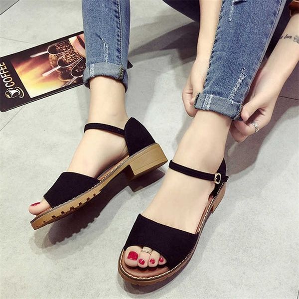 summer women shoes ladies low heels sandals peeptoe fashion women sandals woman summer shoes nonslip low heel 3cm a768 210624, Black