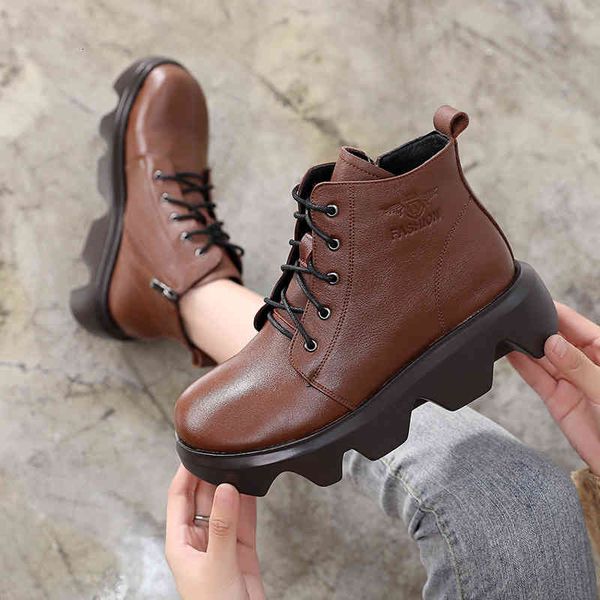 slippers autumn and winter national style martin boots lace up thick bottom large wharf layer cowhide women's short uyg8, Black
slippers autumn and winter national style martin boots lace up thick bottom large wharf layer cowhide women's short uyg8, Black