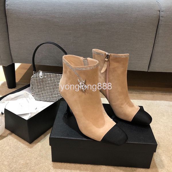 boots high end quality xiaoxiang high-heeled bare boots soft surface martin women's thick heel square head short, Black
boots high end quality xiaoxiang high-heeled bare boots soft surface martin women's thick heel square head short, Black