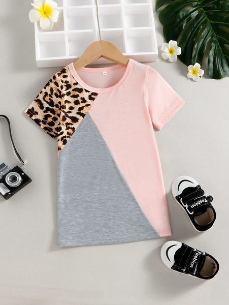 little girl stitched leopard contrast t-shirt dress she, Red;yellow
little girl stitched leopard contrast t-shirt dress she, Red;yellow