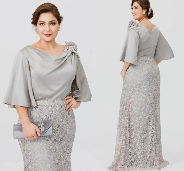 silver plus size mermaid long mother of the bride dresses 2022 scoop satin lace half sleeve flowers guest party gowns robe de soriee, Black;red
silver plus size mermaid long mother of the bride dresses 2022 scoop satin lace half sleeve flowers guest party gowns robe de soriee, Black;red