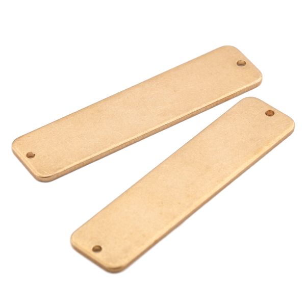 Image of 10pcs Raw Brass Rectangle Stamping Blank Hanging Tags Connectors Charms Pendant Disc For Diy Jewelry Findings Bracelet Making