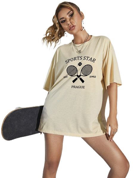 tennis racket & letter graphic drop shoulder tee u4tz#, White
tennis racket & letter graphic drop shoulder tee u4tz#, White
