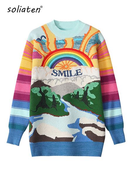 oversized sweater women 2022 fashion rainbow striped embroidered letters knitted pullovers loose casual streetwear c-237, White;black
oversized sweater women 2022 fashion rainbow striped embroidered letters knitted pullovers loose casual streetwear c-237, White;black