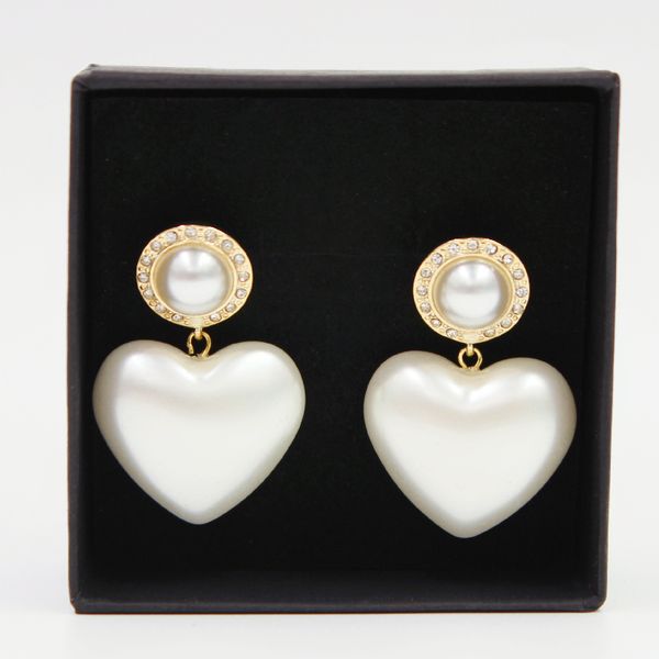 

18K Gold Plated Luxury Brand Designers Letters Charm Stud Geometric Famous Women Long Eardrop Crystal Rhinestone Pearl Earrings Bride Wedding Party Jewerlry