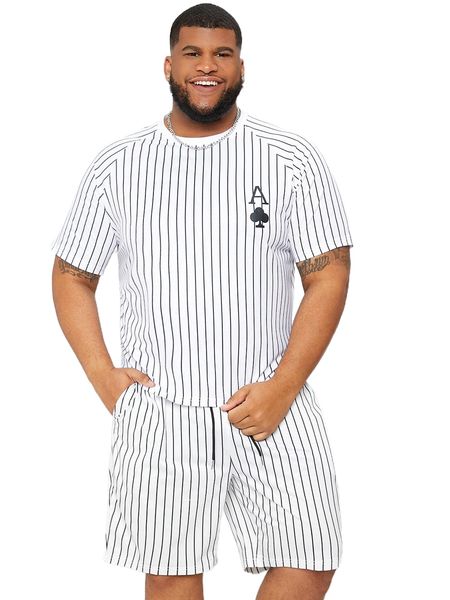extended sizes men pinstriped & playing card print tee & drawstring waist shorts o4ip#, Gray
extended sizes men pinstriped & playing card print tee & drawstring waist shorts o4ip#, Gray