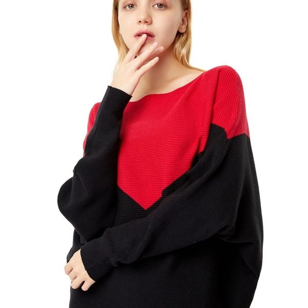 loose knitted sweater women jumpers long sleeve o-neck woman pullovers sweater autumn winter color block casual sweater 201203, White;black 
loose knitted sweater women jumpers long sleeve o-neck woman pullovers sweater autumn winter color block casual sweater 201203, White;black