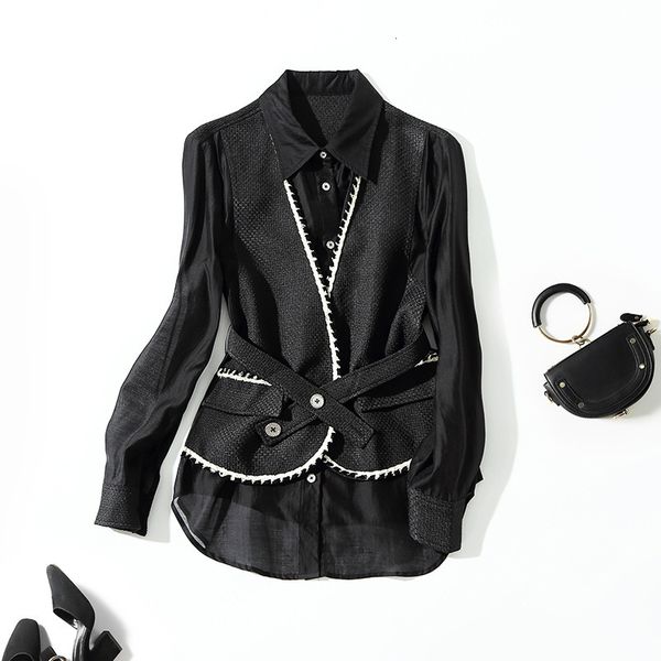 women's blouses & shirts spring and summer shenzhen nanyou single breasted street trendsetter black long sleeved shirt lined with lapel, White
women's blouses & shirts spring and summer shenzhen nanyou single breasted street trendsetter black long sleeved shirt lined with lapel, White