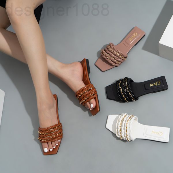slippers designer 2022 woven chain flat bottomed sandals slippers for ladies 88fb, Black
slippers designer 2022 woven chain flat bottomed sandals slippers for ladies 88fb, Black