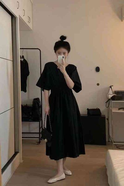 casual dresses summer south korea dongdamen temperament thin pleated waist v-neck bubble sleeve black dress cpgr, Black;gray
casual dresses summer south korea dongdamen temperament thin pleated waist v-neck bubble sleeve black dress cpgr, Black;gray