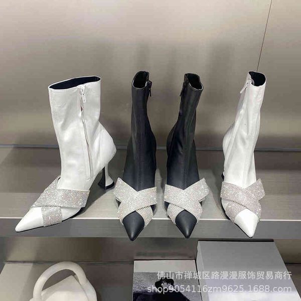 boots autumn and winter high-heeled short boots women's pointed side zipper middle tube cross drill with thin heels, Black
boots autumn and winter high-heeled short boots women's pointed side zipper middle tube cross drill with thin heels, Black