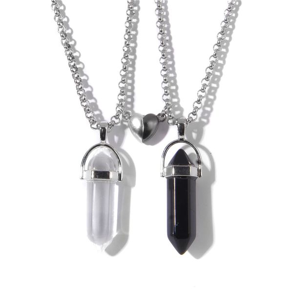 2pcs/set lover fashion hexagonal cylindrical crystal necklace magnetic heart pendant stone necklace for lovers jewelry reiki, Silver
2pcs/set lover fashion hexagonal cylindrical crystal necklace magnetic heart pendant stone necklace for lovers jewelry reiki, Silver