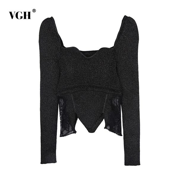 casual short sweater for women square collar long sleeve patchwork lace loose knitted thin pullovers female clothes 210507, White;black
casual short sweater for women square collar long sleeve patchwork lace loose knitted thin pullovers female clothes 210507, White;black