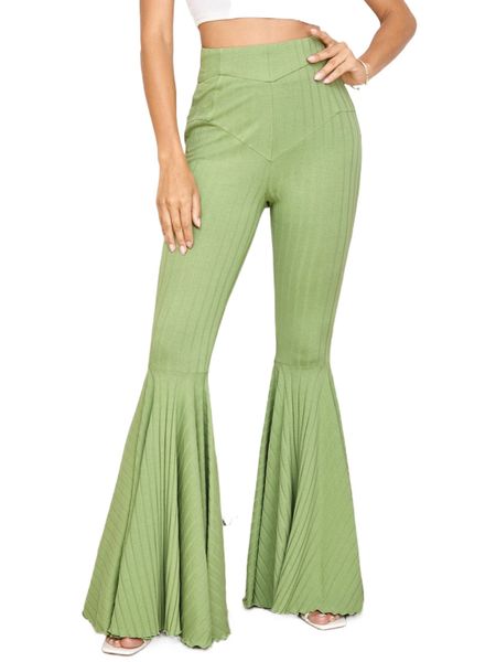 x nahal shad ruffle hem flare leg pants f8b4#, Black;white