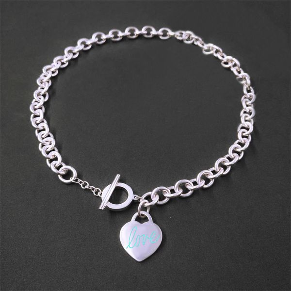 2022 brand original jewelry designer necklace t buckle cyan ename love heart pendant men's and women's fashion simple high-end thi, Silver
2022 brand original jewelry designer necklace t buckle cyan ename love heart pendant men's and women's fashion simple high-end thi, Silver