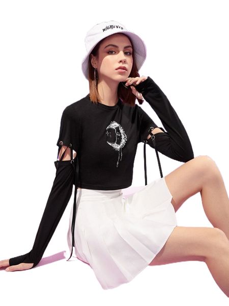 x skylar francis grommet lace up sleeve tee 63c2#, White
x skylar francis grommet lace up sleeve tee 63c2#, White