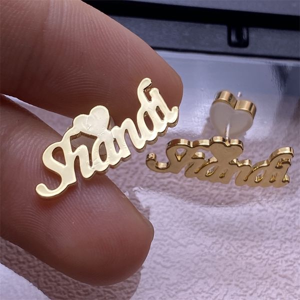 custom name with heart stainless steel gold plated stud earrings personalized customized memorial jewelry for women 220718, Golden
custom name with heart stainless steel gold plated stud earrings personalized customized memorial jewelry for women 220718, Golden
